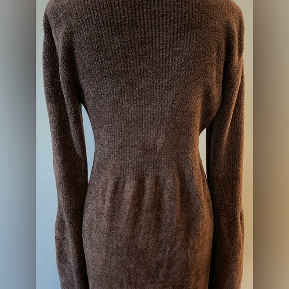 Newport News Brown/Metallic Thread Sweater Dress, Soft plush, size med - Picture 5 of 7